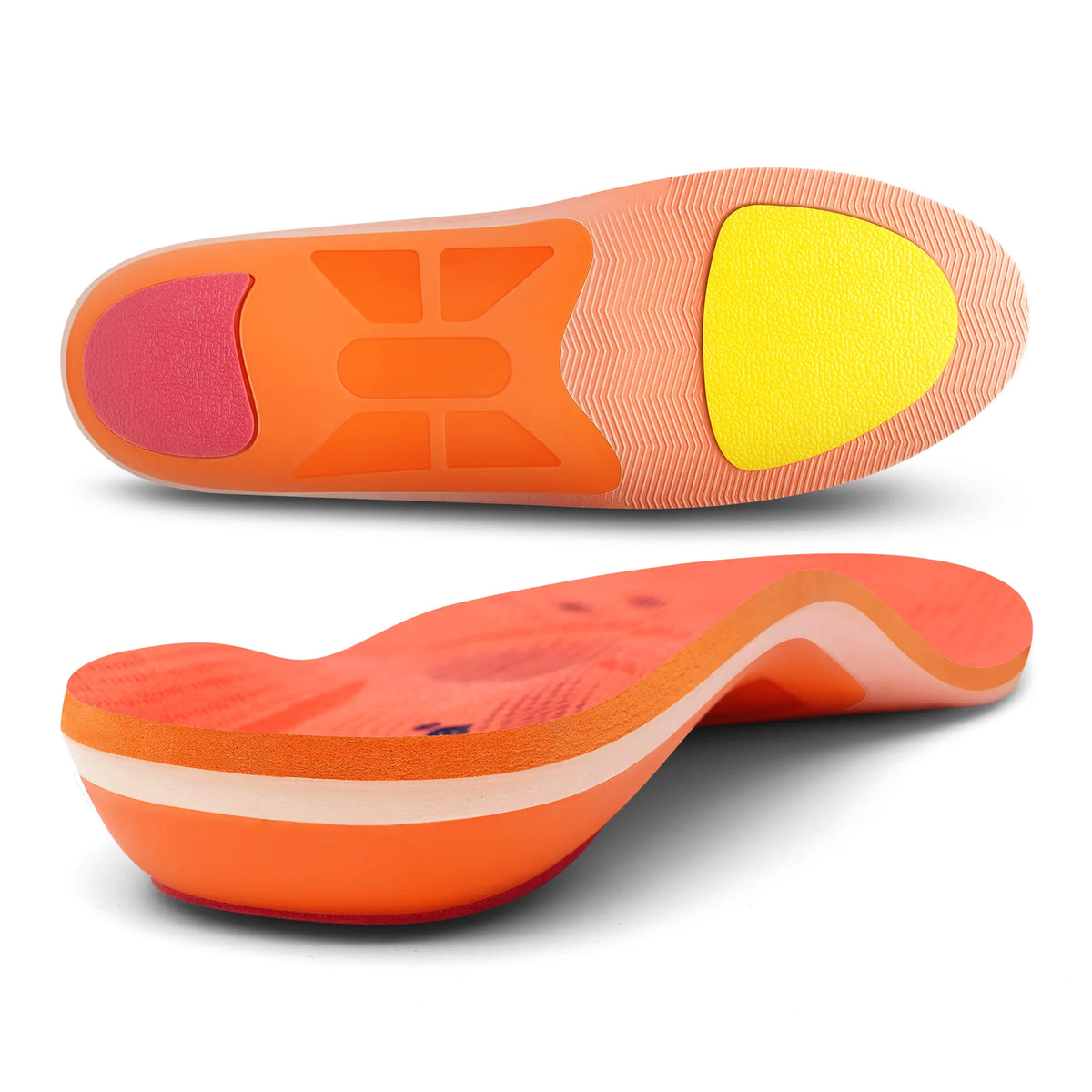 Collection Mode - Semelles orthopédiques confort pour pieds plats et – semelles en gel orange avec amorti coloré et design ergonomique