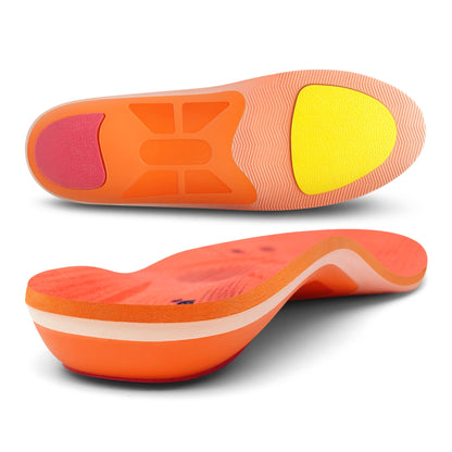 Collection Mode - Semelles orthopédiques confort pour pieds plats et – semelles en gel orange avec amorti coloré et design ergonomique
