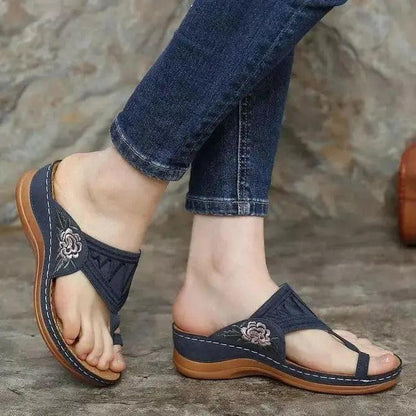 Sandales Compensées Orthopédiques Fleurs - Confort Orthopédique