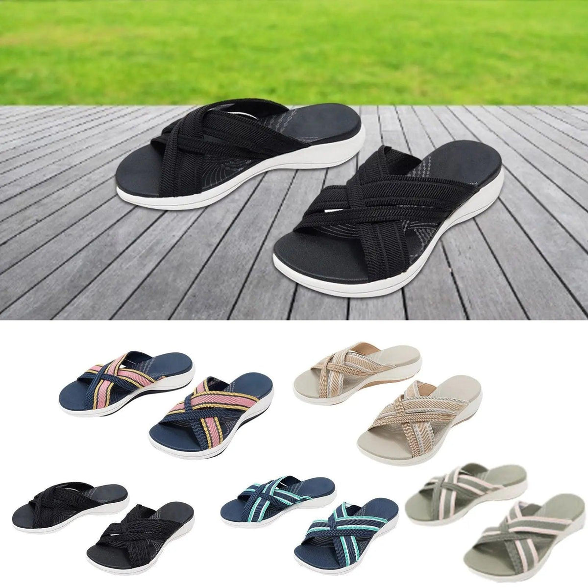 Sandales orthopédiques élastiques croisées - Confort Orthopédique