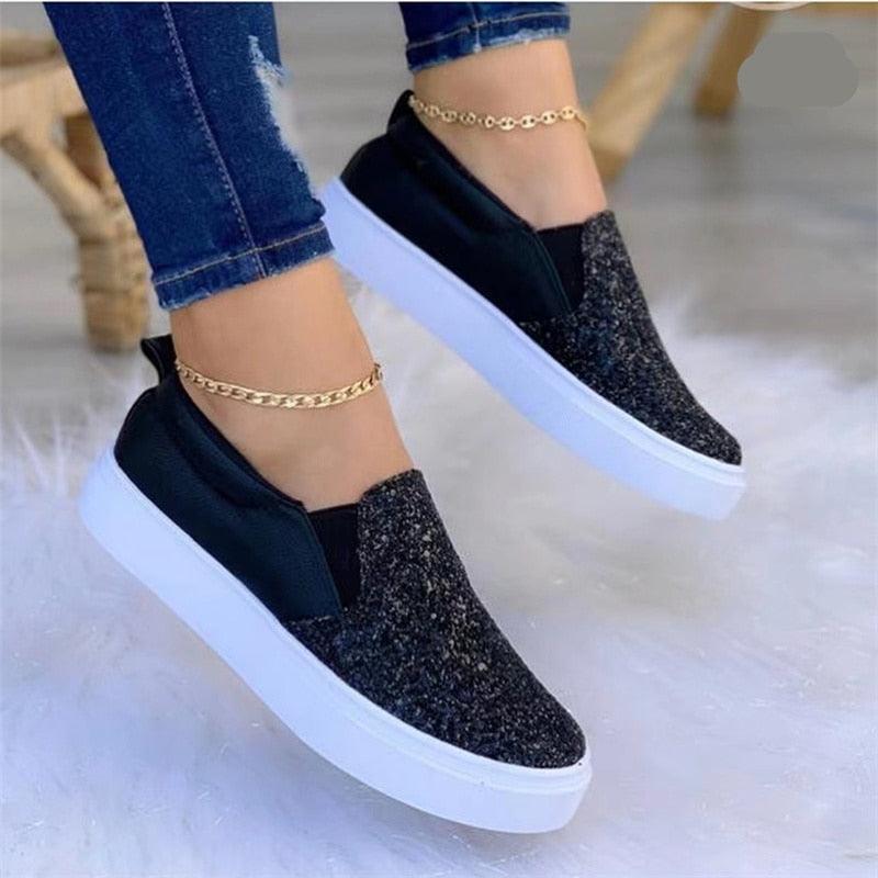 Chaussures plates et scintillantes avec strass pour femmes - palmu Confort Orthopédique