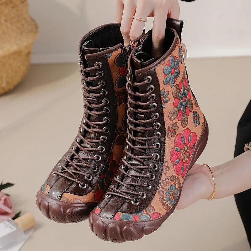 Bottes vintage Style Hippie Florale Confort Orthopédique