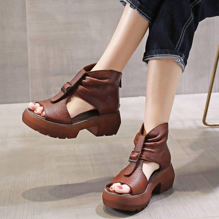 Sandales compensé en PU pour femmes - Boty Confort Orthopédique