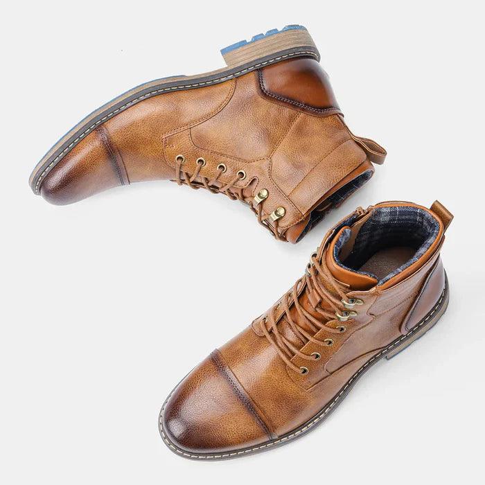 Fred - Mocassins Orthopédique Homme rétro en cuir à lacets - Confort Orthopédique