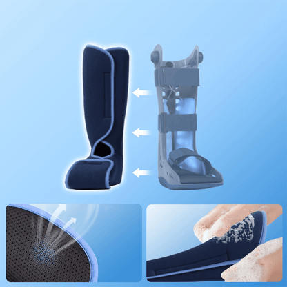 Attelle Botte de marche VELPEAU – vue détaillée montrant le rembourrage intérieur et la semelle perforée pour une meilleure respirabilité.
