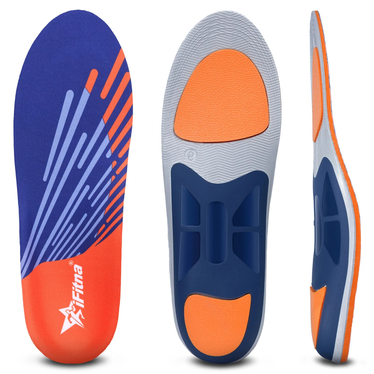 Collection Mode - Semelles orthopédiques pour soulagement de la fasciite – semelles avec motif dynamique et couleurs bleu, orange et rouge