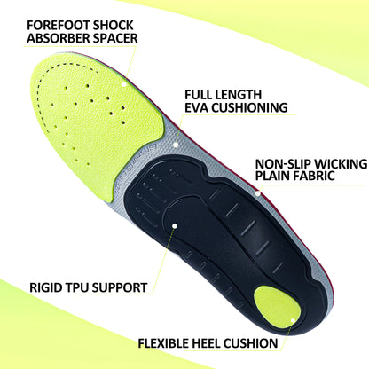 Collection Mode - Semelles orthopédiques confort pour pieds plats et – semelles en gel avec coussinets flexibles et couleur noire, jaune vif