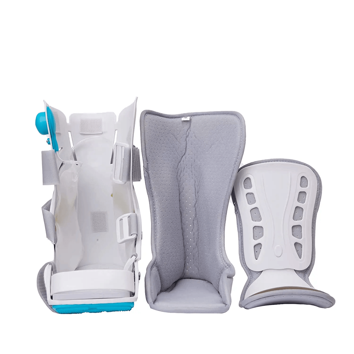 Attelle Bottes de marche AirCast – vue intérieure montrant la doublure grise et le support de pied, design ergonomique et confortable