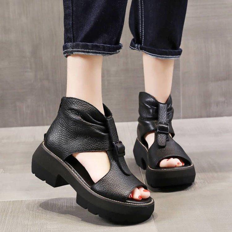 Sandales compensé en PU pour femmes - Boty Confort Orthopédique
