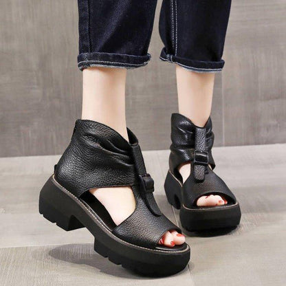 Sandales compensé en PU pour femmes - Boty Confort Orthopédique