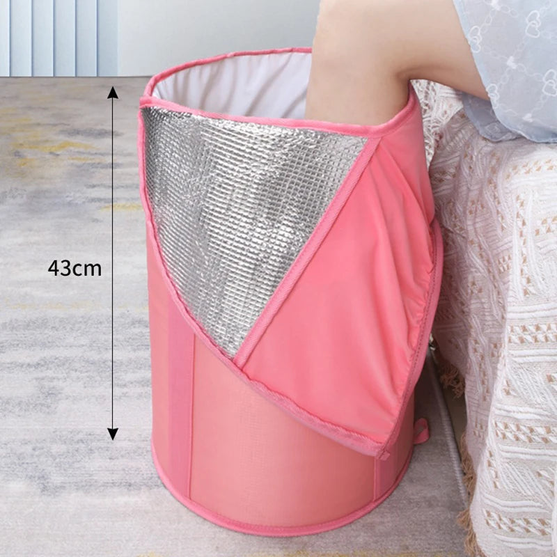 Bain de pied - Bassin portable avec fonction d'isolation pliable – vue rapprochée montrant la texture douce et le revêtement argenté à l'intérieur
