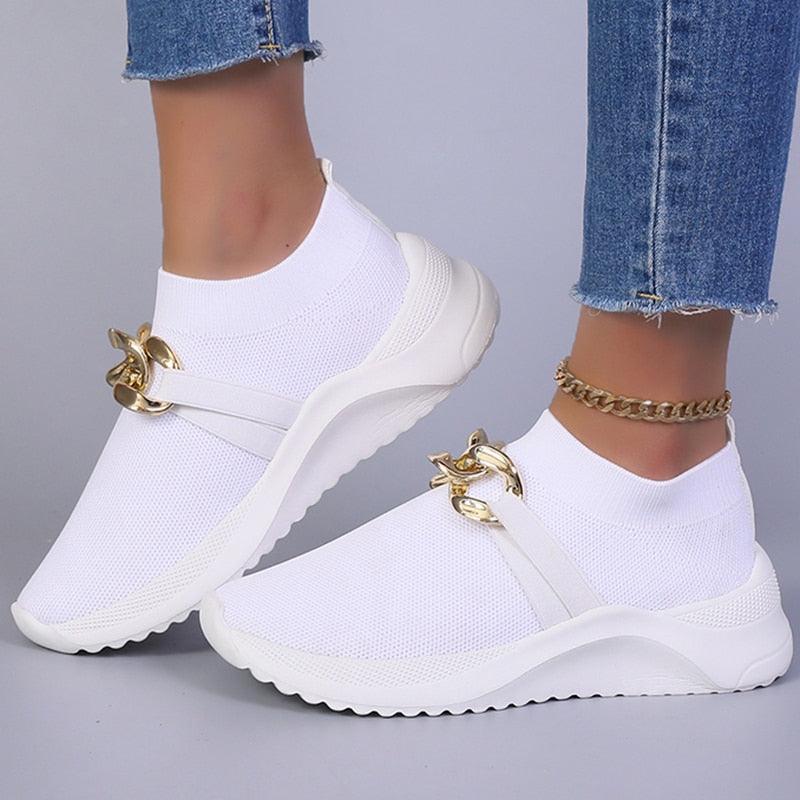 Chaussures orthopédiques décontractées sans lacet blanc pour femmes - Lucya Confort Orthopédique