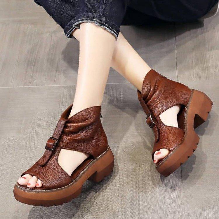 Sandales compensé en PU pour femmes - Boty Confort Orthopédique