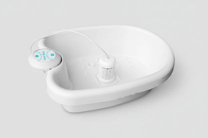 Bain de pied - Spa relaxant avec vibrations et ionisation – bassin blanc en plastique avec un dispositif de contrôle et un fond texturé pour massage