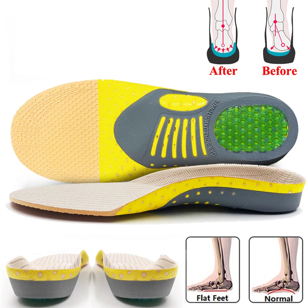 Collection Mode - Semelles orthopédiques confort pour pieds plats - Semelles jaunes et grises avec support de voûte plantaire et texture en Mesh