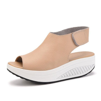 Sandales d'Été en Cuir Compensées pour Femme - Spyroo Confort Orthopédique