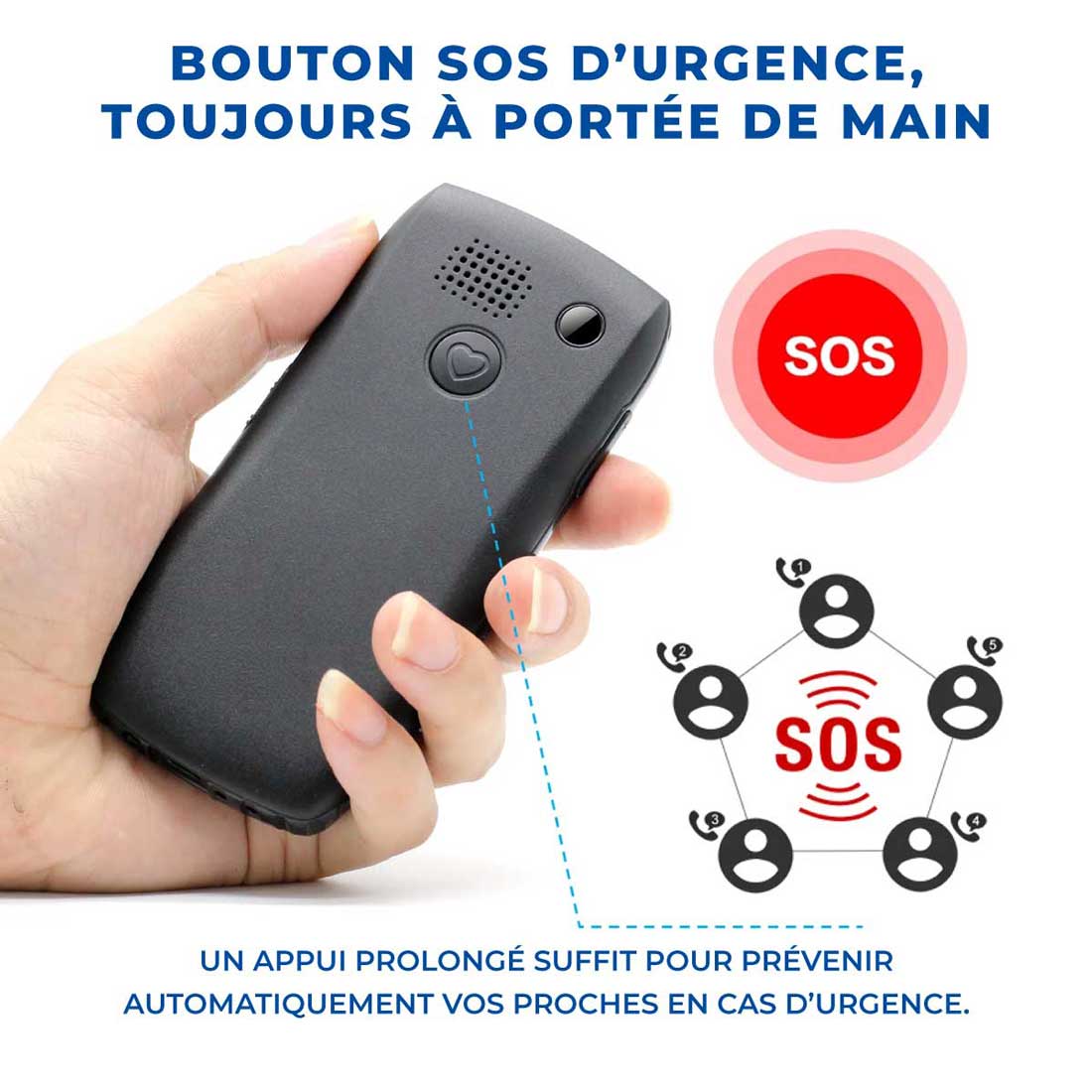 Téléphone Portable Senior Simplifié - SOS et Touches XXL - Image 3