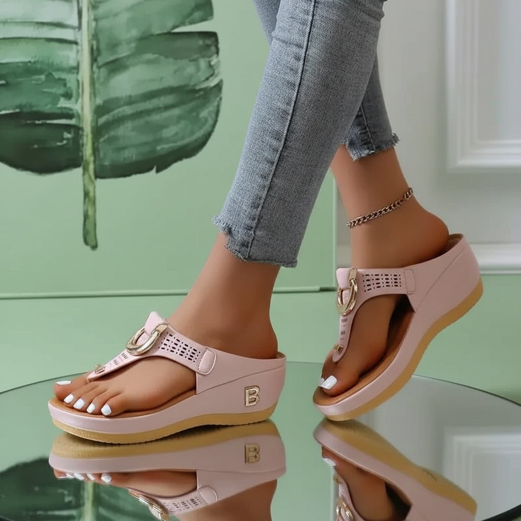 Tongs orthopédiques femmes modernes et élégantes - 36 / Gold