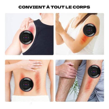 Appareil de massage anti-cellulite moderne à ventouse, utilisé sur le bras et le dos, montrant son efficacité sur différentes zones du corps.