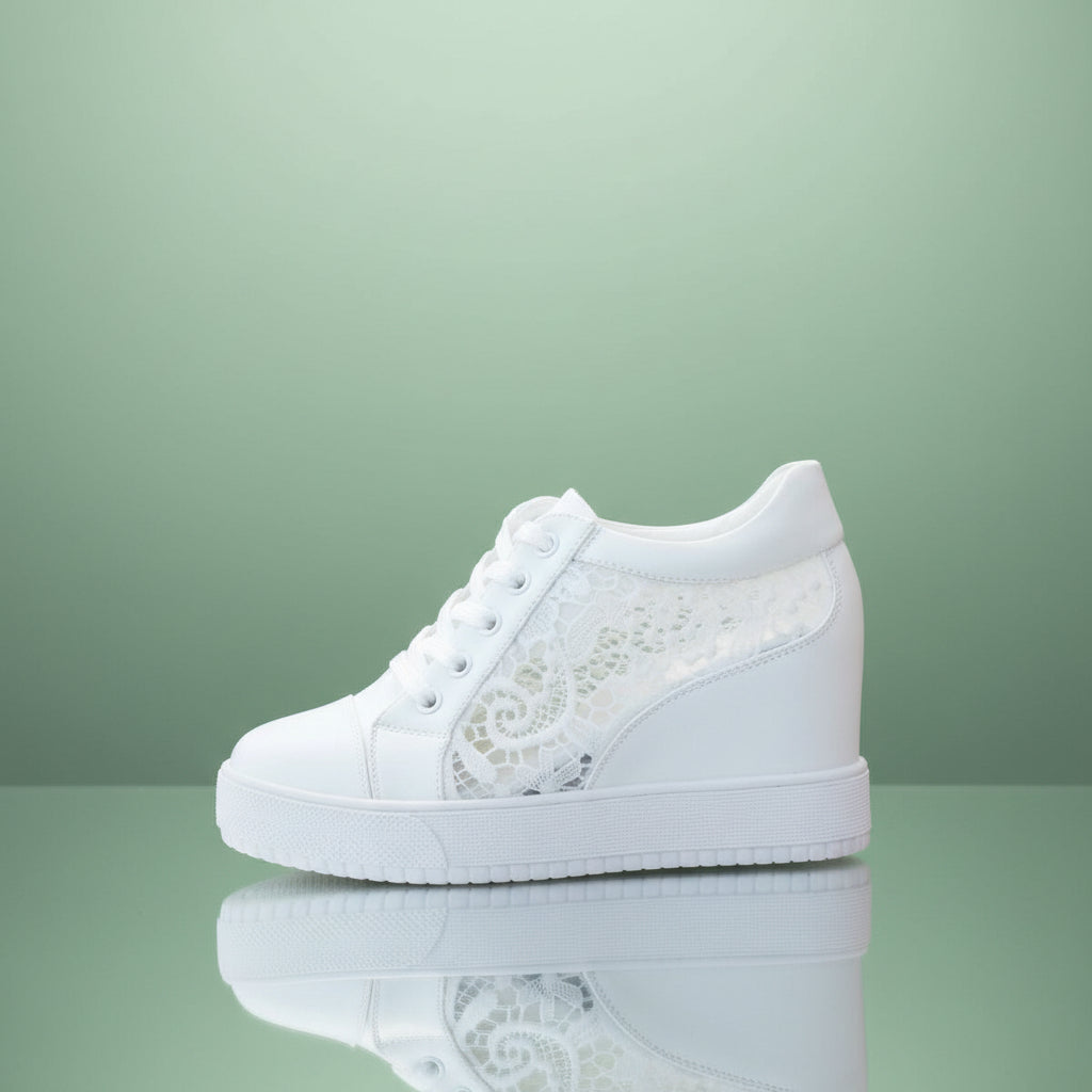 Basket femme compensée blanc
