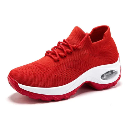 Basket Orthopédique Femme à Plateforme en Maille Respirante - Rouge / 37