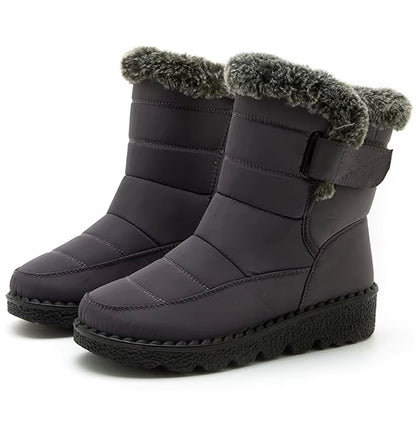 Bottines de Neige Femme : Élégance et Performance Hivernale – Bottines grises avec doublure en fourrure et semelle antidérapante
