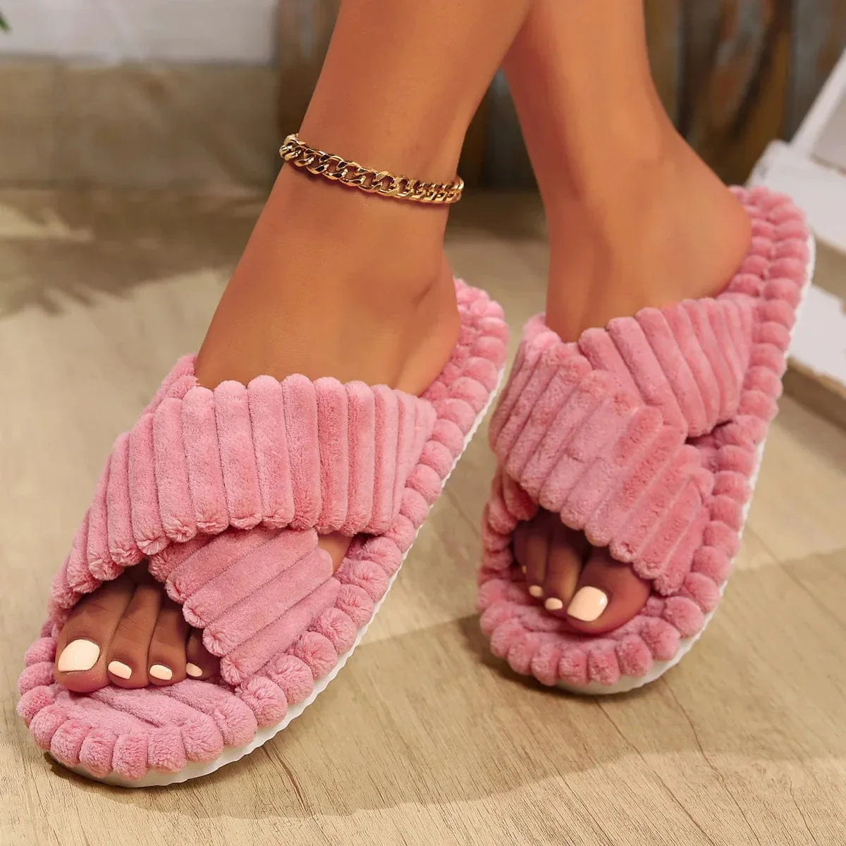 Chaussons Orthopédique en Velours Femme - Kaki / 42-43