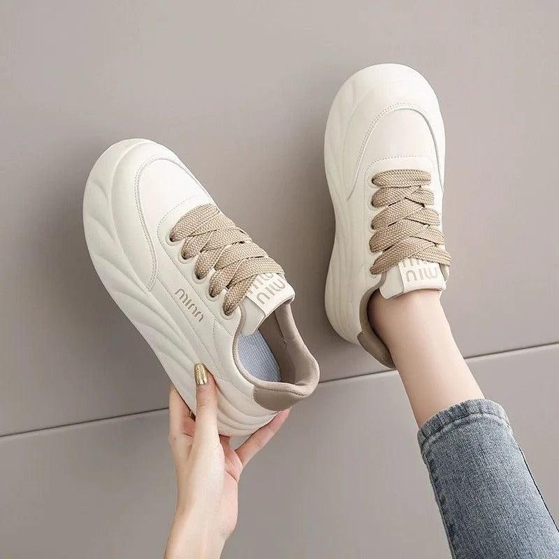 Baskets confortable élégantes femme Beiges - Confort Orthopédique