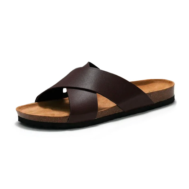 Claquette orthopédique homme à brides croisées confort