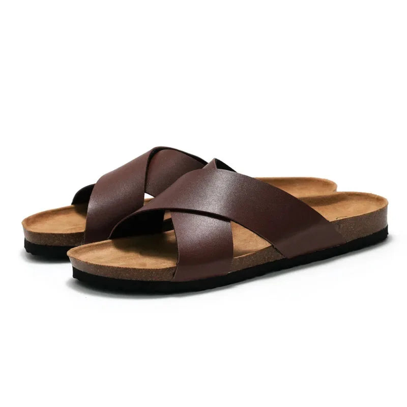 Claquette orthopédique homme à brides croisées confort