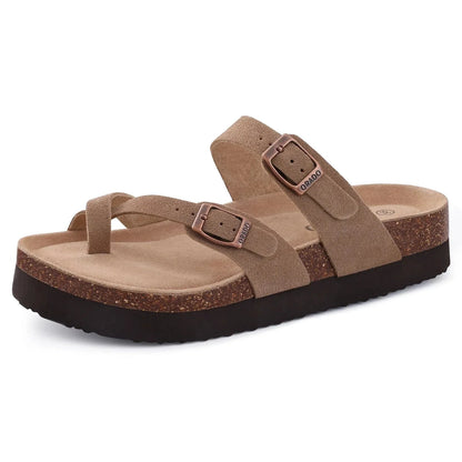 Claquette Orthopédique Femme avec Double Lanière - Beige / 41