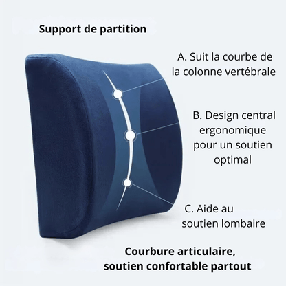 Coussin Orthopédique Dos En Mousse À Mémoire De Forme - Gris