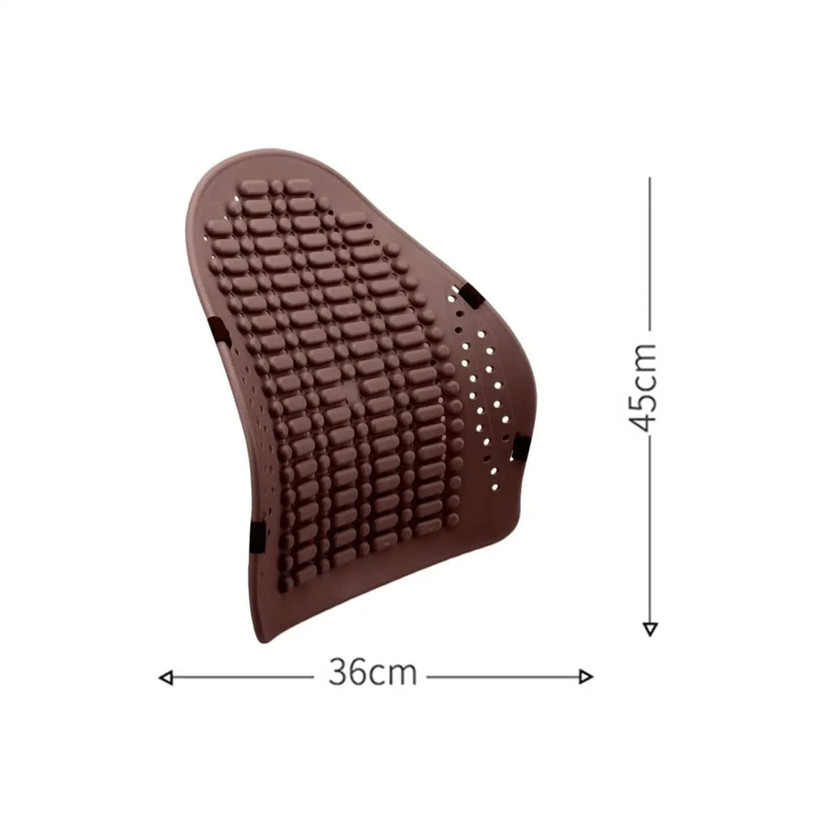 Coussin Orthopédique Dos en Plastique – coussin en plastique marron, de forme ergonomique avec des picots, dimensions 36cm x 45cm