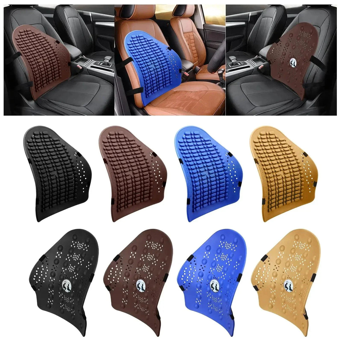 Coussin Orthopédique Dos en Plastique – coussin ergonomique en plusieurs couleurs, adapté pour un soutien lombaire dans une voiture.