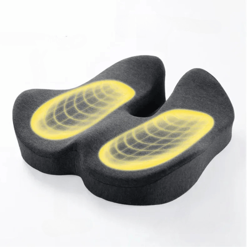 Coussin Orthopédique Lombaire Design et Discret pour Femme - Vert et gris