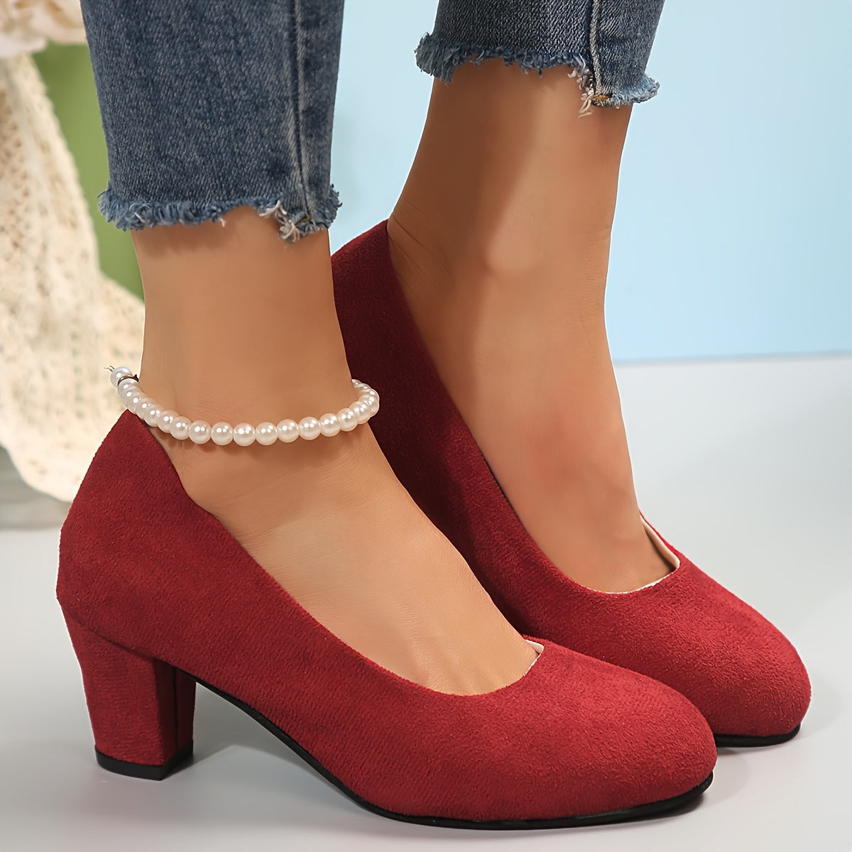 Laure™ – Escarpins à bout large et talon stable pour un confort sans douleur - Rouge / 41
