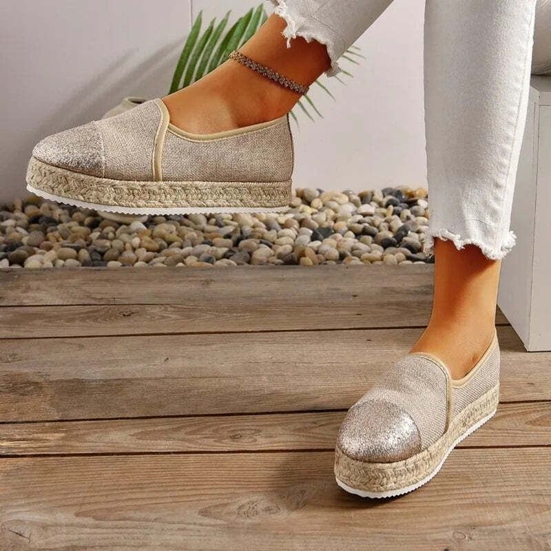 Espadrille pour femme paillette - 38 / Wheat