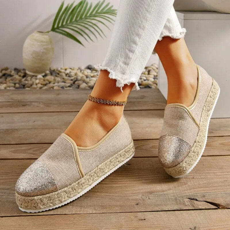 Espadrille pour femme paillette - 40 / Wheat