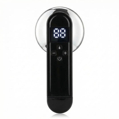Appareil anticellulite fréquence radio - Vue de face avec écran digital lumineux et boutons de contrôle, finition noire brillante.