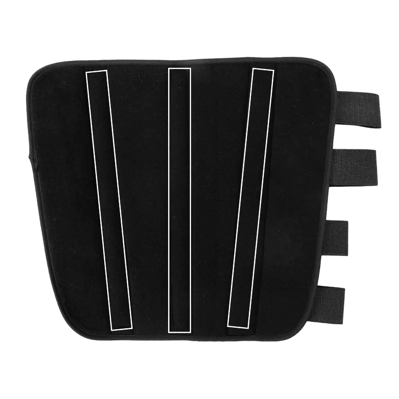 Attelle Bras Coude - Confort et Support Optimal – vue arrière montrant les bandes de maintien en velcro et la matière douce en noir