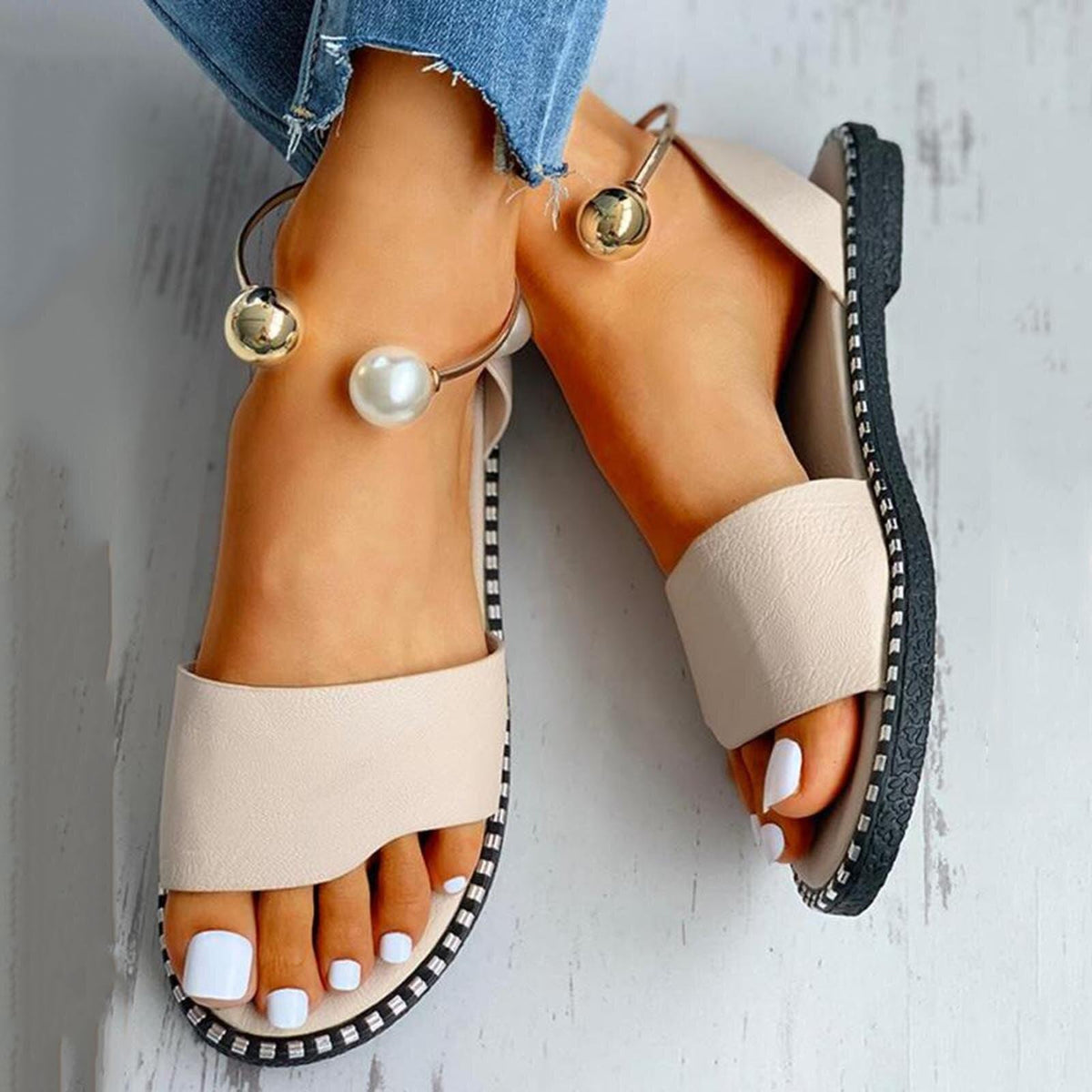 Sandales orthopédique femme Ella™ à talons plats à bout ouvert - Chics et confortables Confort Orthopédique