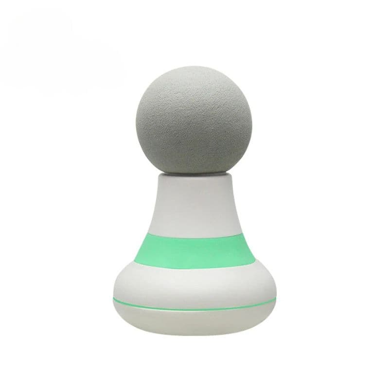 Mini appareil de massage pour cervicale – design ergonomique en plastique blanc et vert avec une tête sphérique grise, idéal pour un usage quotidien.