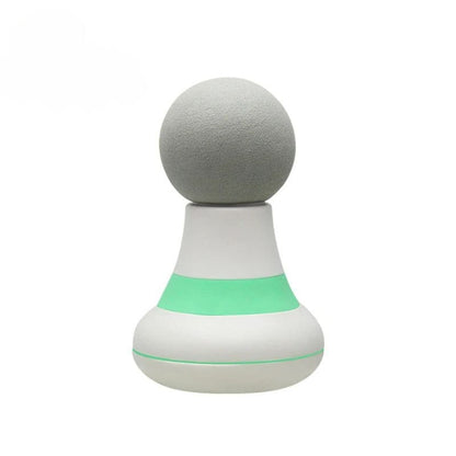 Mini appareil de massage pour cervicale – design ergonomique en plastique blanc et vert avec une tête sphérique grise, idéal pour un usage quotidien.