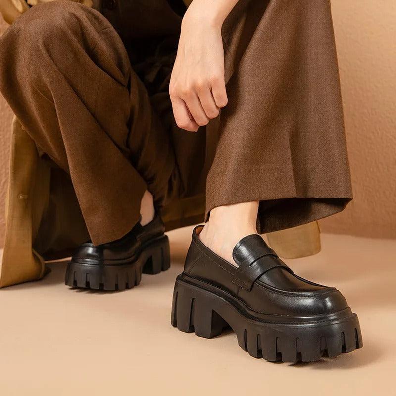 REBECCA - Mocassins compensés en cuir Confort Orthopédique