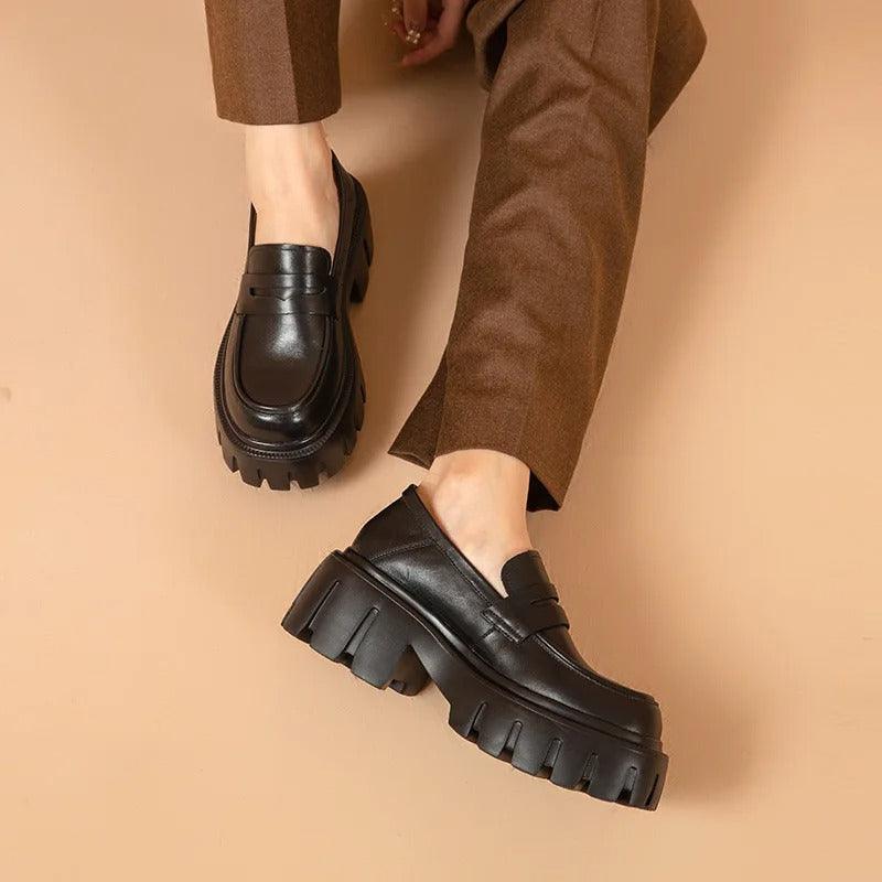 REBECCA - Mocassins compensés en cuir Confort Orthopédique