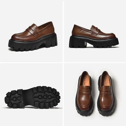 REBECCA - Mocassins compensés en cuir Confort Orthopédique