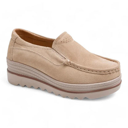 ELOÏSE - Mocassins compensés en faux daim Confort Orthopédique