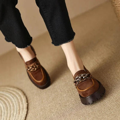 VALENTINE - Mocassins à talons en daim Confort Orthopédique