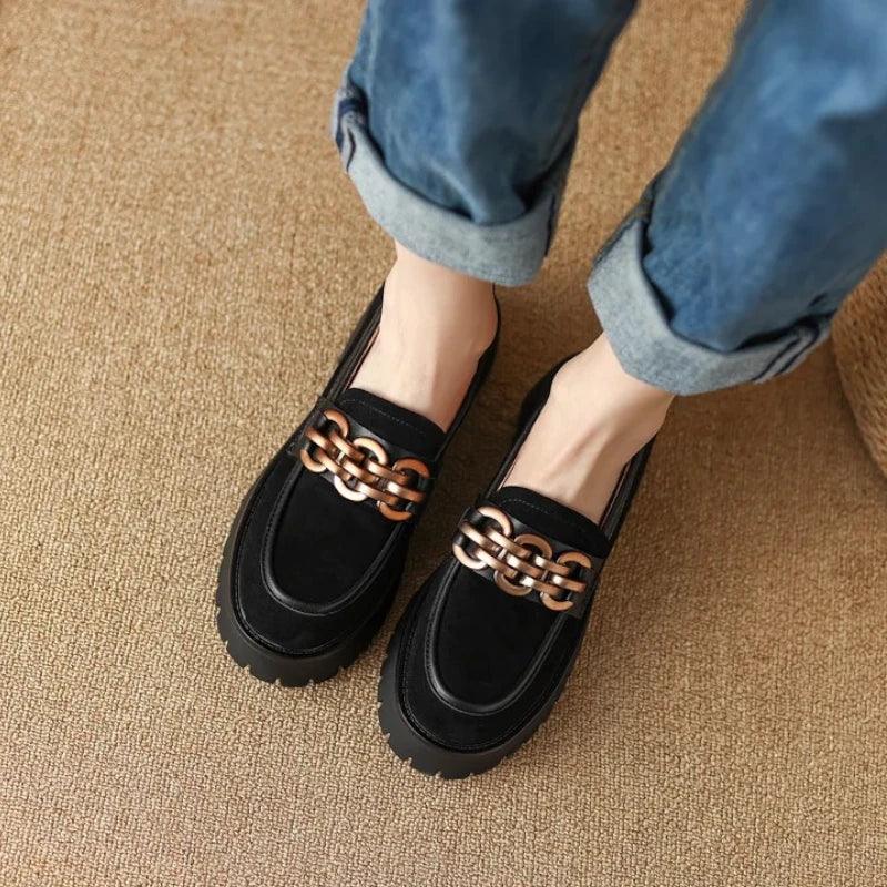 VALENTINE - Mocassins à talons en daim Confort Orthopédique