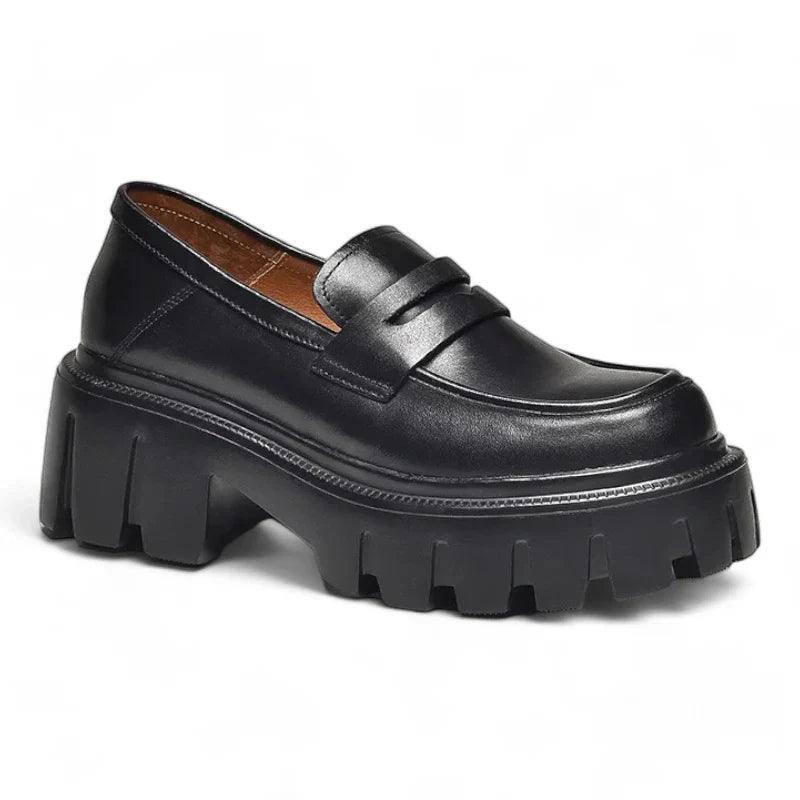 REBECCA - Mocassins compensés en cuir Confort Orthopédique